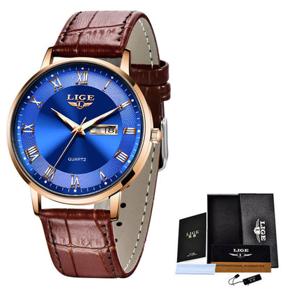 Dual Calendar Quartz Watch – Waterproof & Elegant