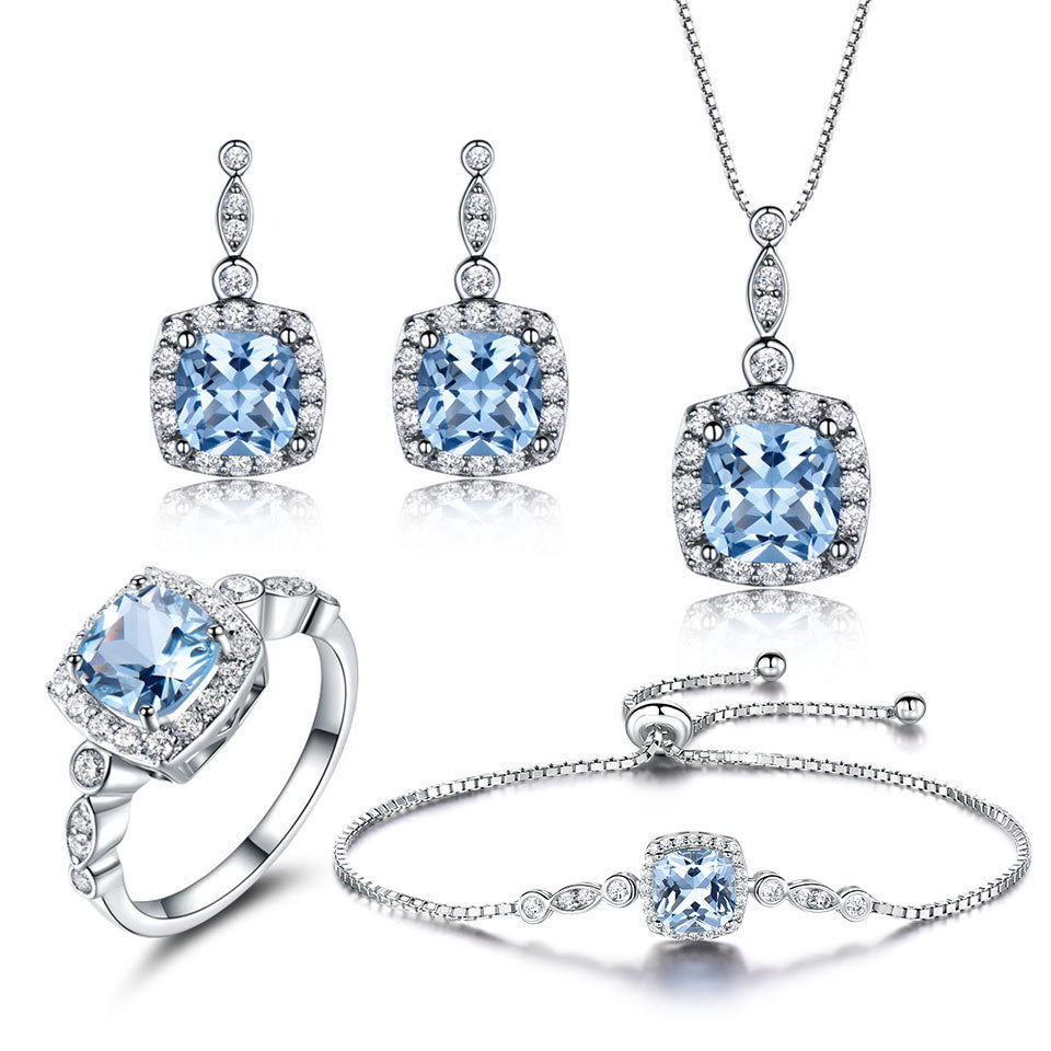 Elegant Sterling Silver Four-Piece Jewelry Set
