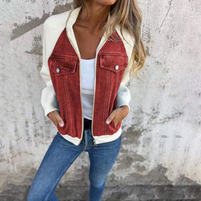 Fashion Casual Denim Patchwork Jacket