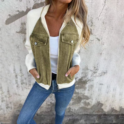 Fashion Casual Denim Patchwork Jacket