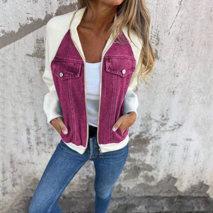 Fashion Casual Denim Patchwork Jacket