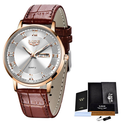 Dual Calendar Quartz Watch – Waterproof & Elegant