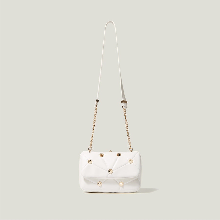 Stitched Diamond Accent Shoulder Bag