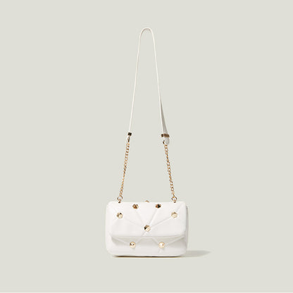 Stitched Diamond Accent Shoulder Bag