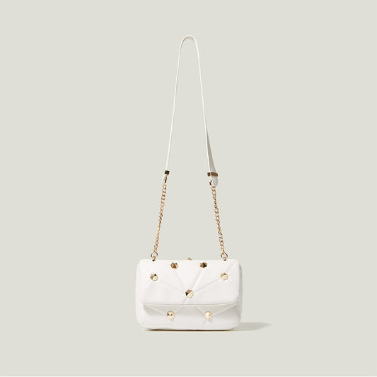Stitched Diamond Accent Shoulder Bag