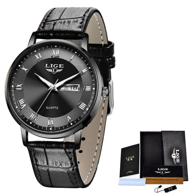 Dual Calendar Quartz Watch – Waterproof & Elegant