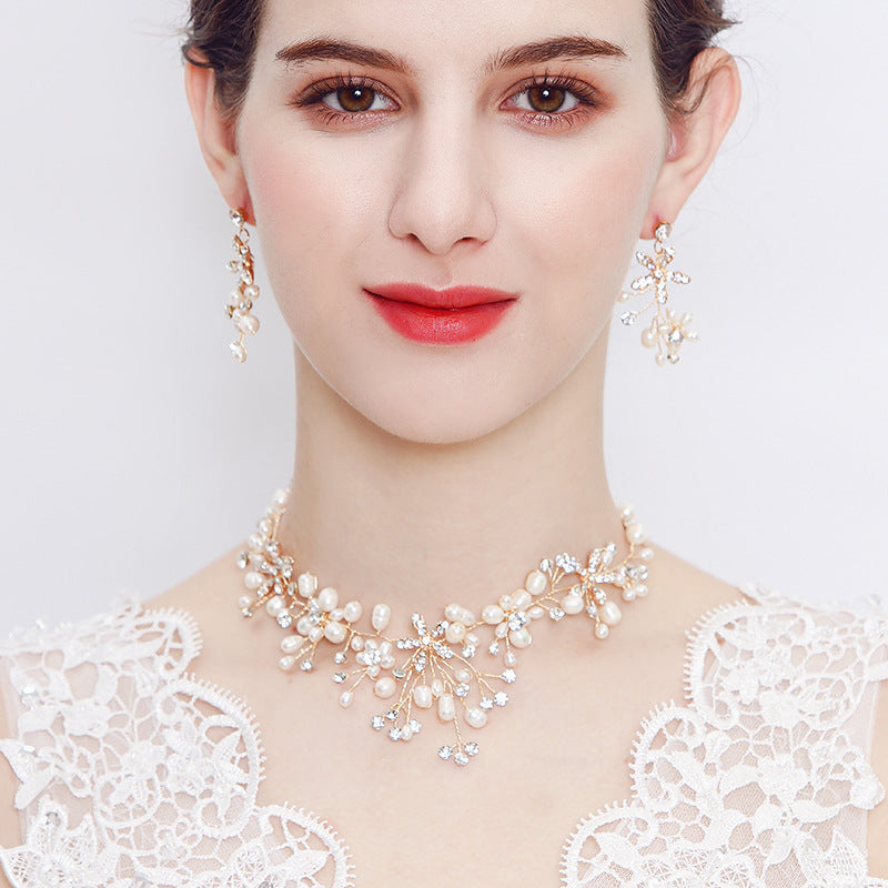 Elegant Pearl Necklace & Earring Set