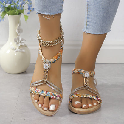 Women’s Round Toe Woven Flat Sandals