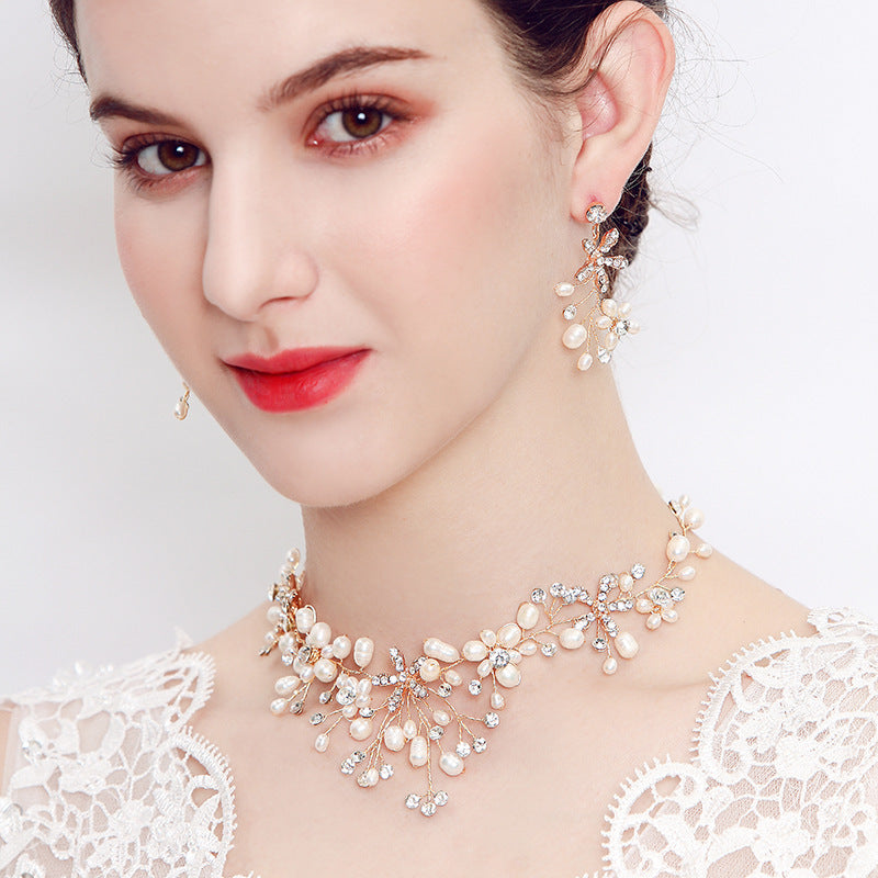 Elegant Pearl Necklace & Earring Set