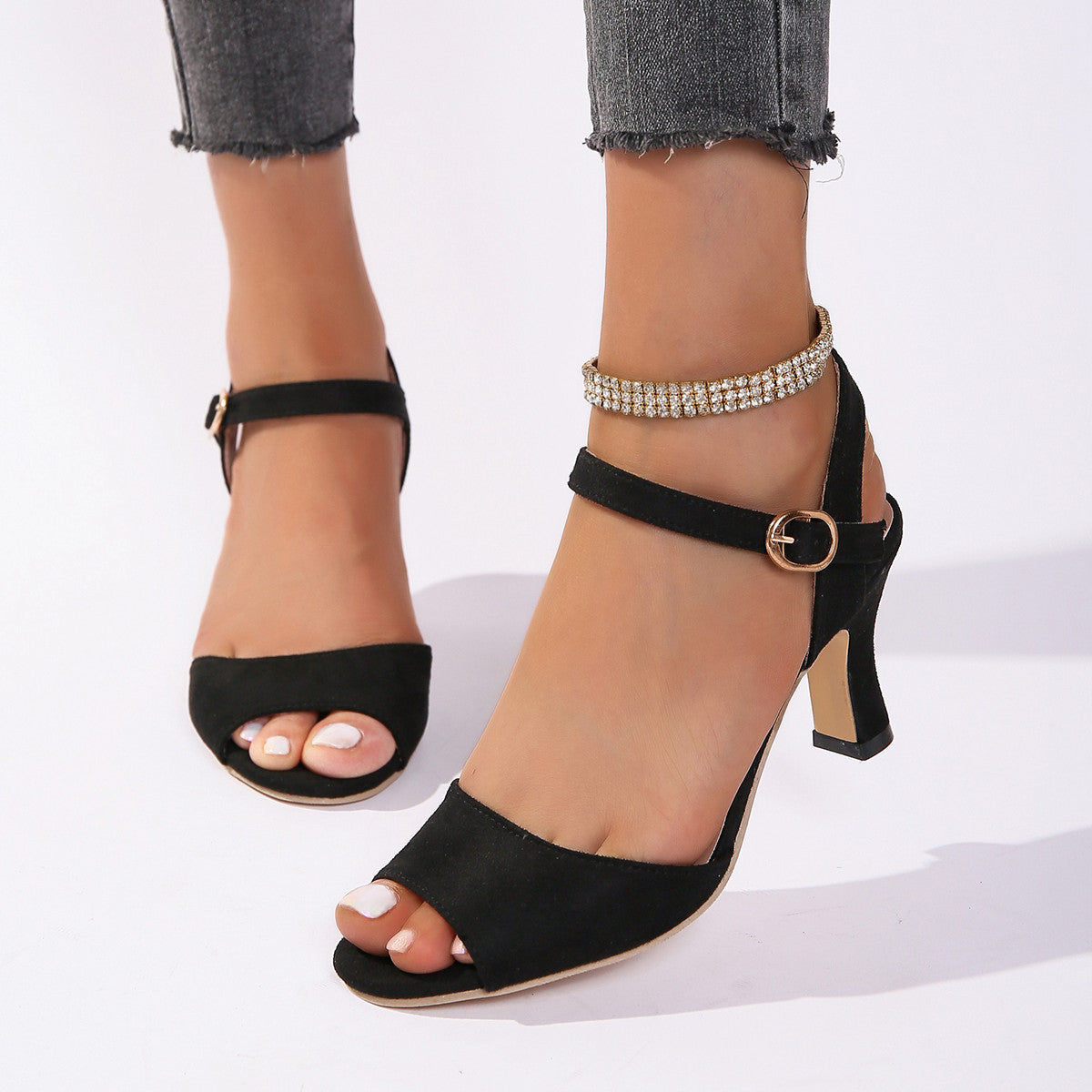 Women’s Chunky Buckle Sandals – High Heels