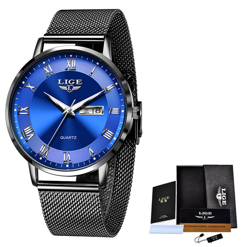 Dual Calendar Quartz Watch – Waterproof & Elegant