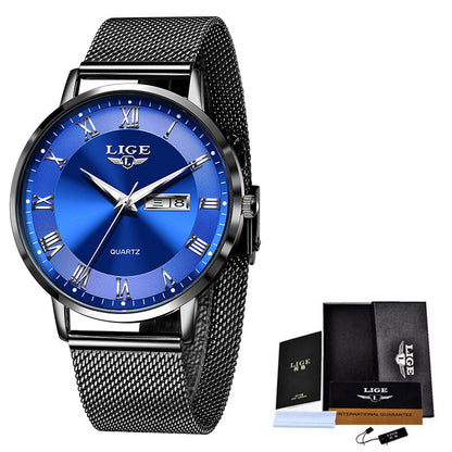 Dual Calendar Quartz Watch – Waterproof & Elegant