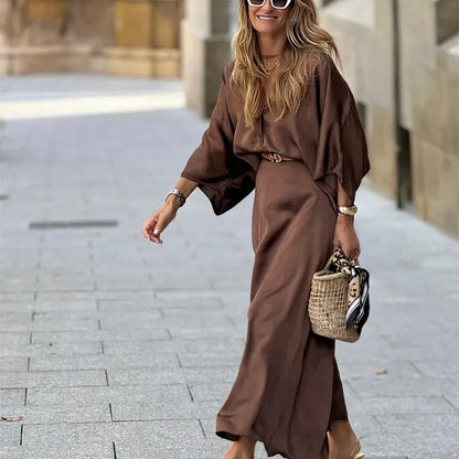 Elegant V-Neck Long Sleeve Shirt & Skirt Set