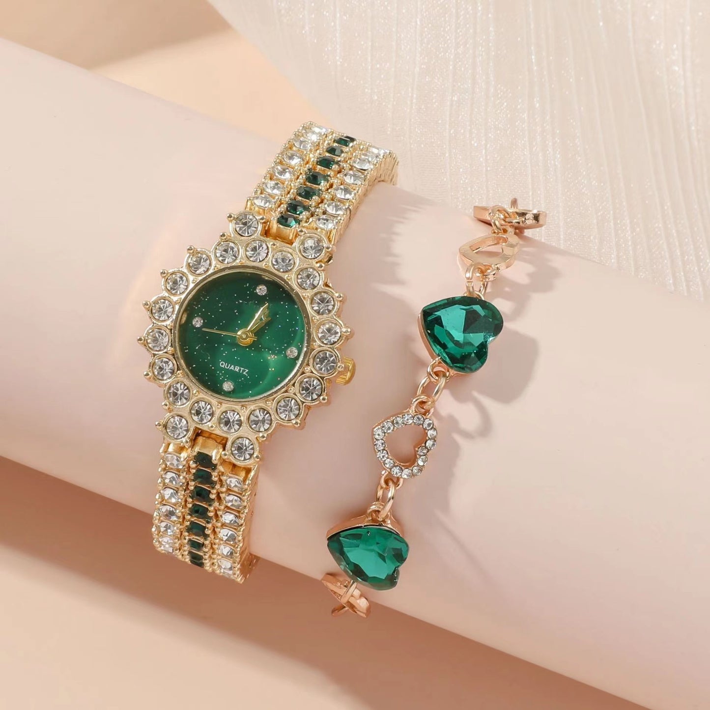 Luxury Five-Piece Quartz Watch & Jewelry Gift Set