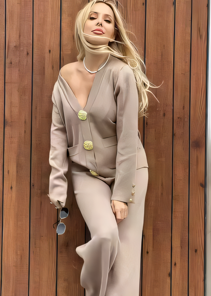 Women’s Cardigan & Wide-Leg Pants