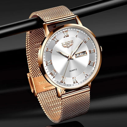 Dual Calendar Quartz Watch – Waterproof & Elegant