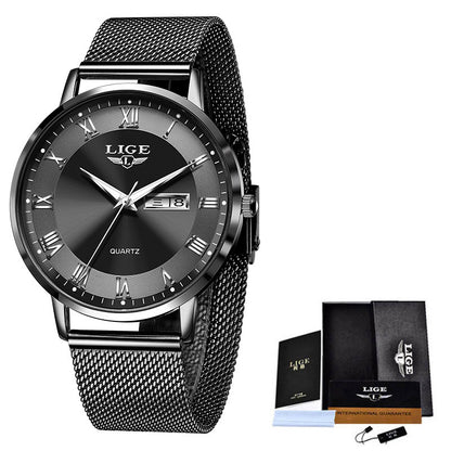 Dual Calendar Quartz Watch – Waterproof & Elegant