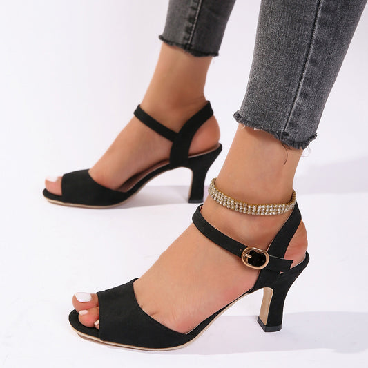 Women’s Chunky Buckle Sandals – High Heels
