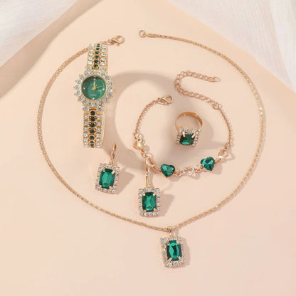 Luxury Five-Piece Quartz Watch & Jewelry Gift Set