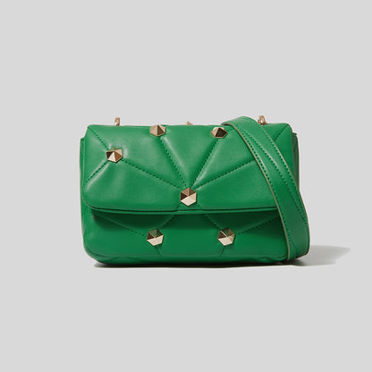 Stitched Diamond Accent Shoulder Bag
