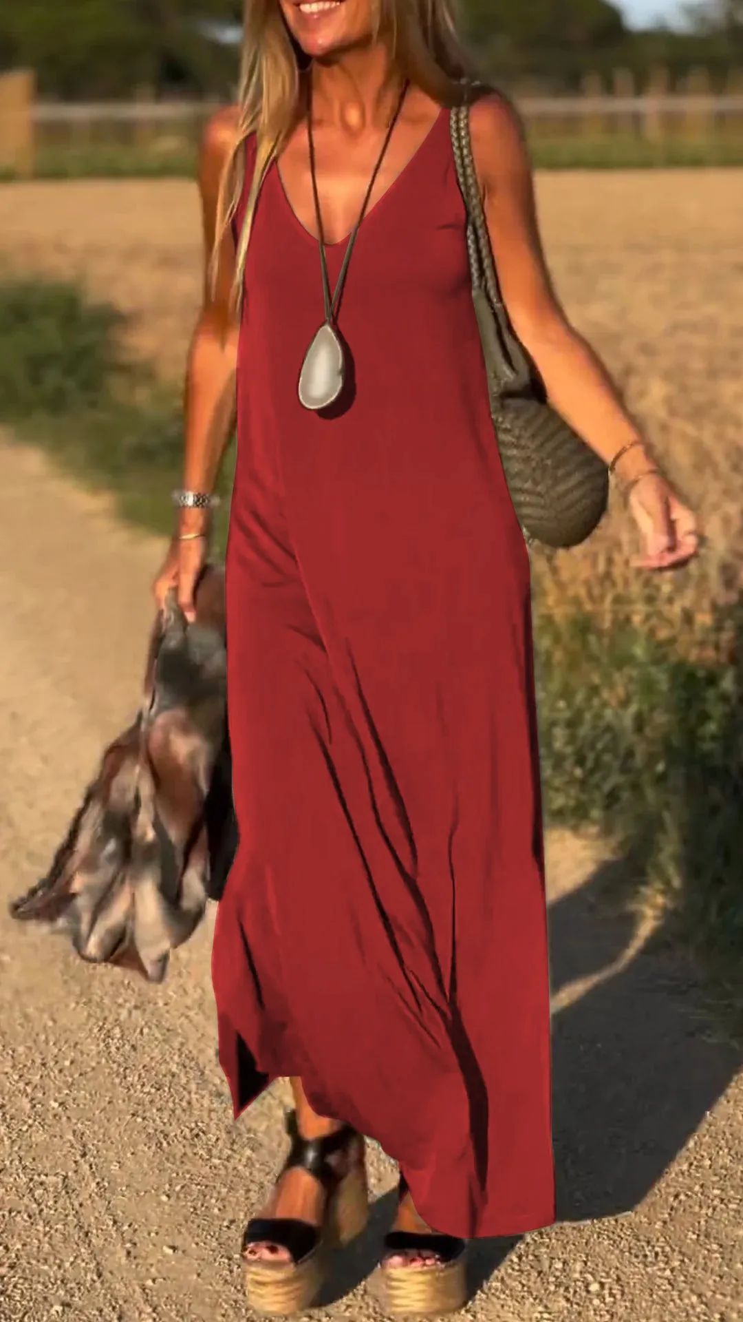 Sleeveless V-Neck Dress