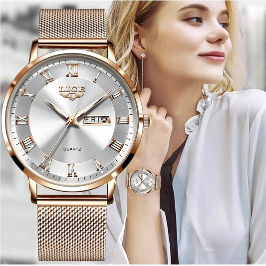 Dual Calendar Quartz Watch – Waterproof & Elegant