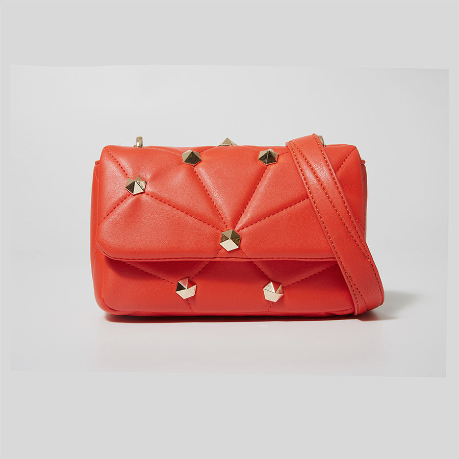 Stitched Diamond Accent Shoulder Bag